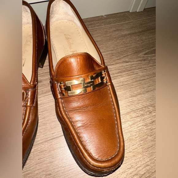 Salvador Ferragamo brown flat leather moccasins Oxford size 6 - Picture 2 of 5